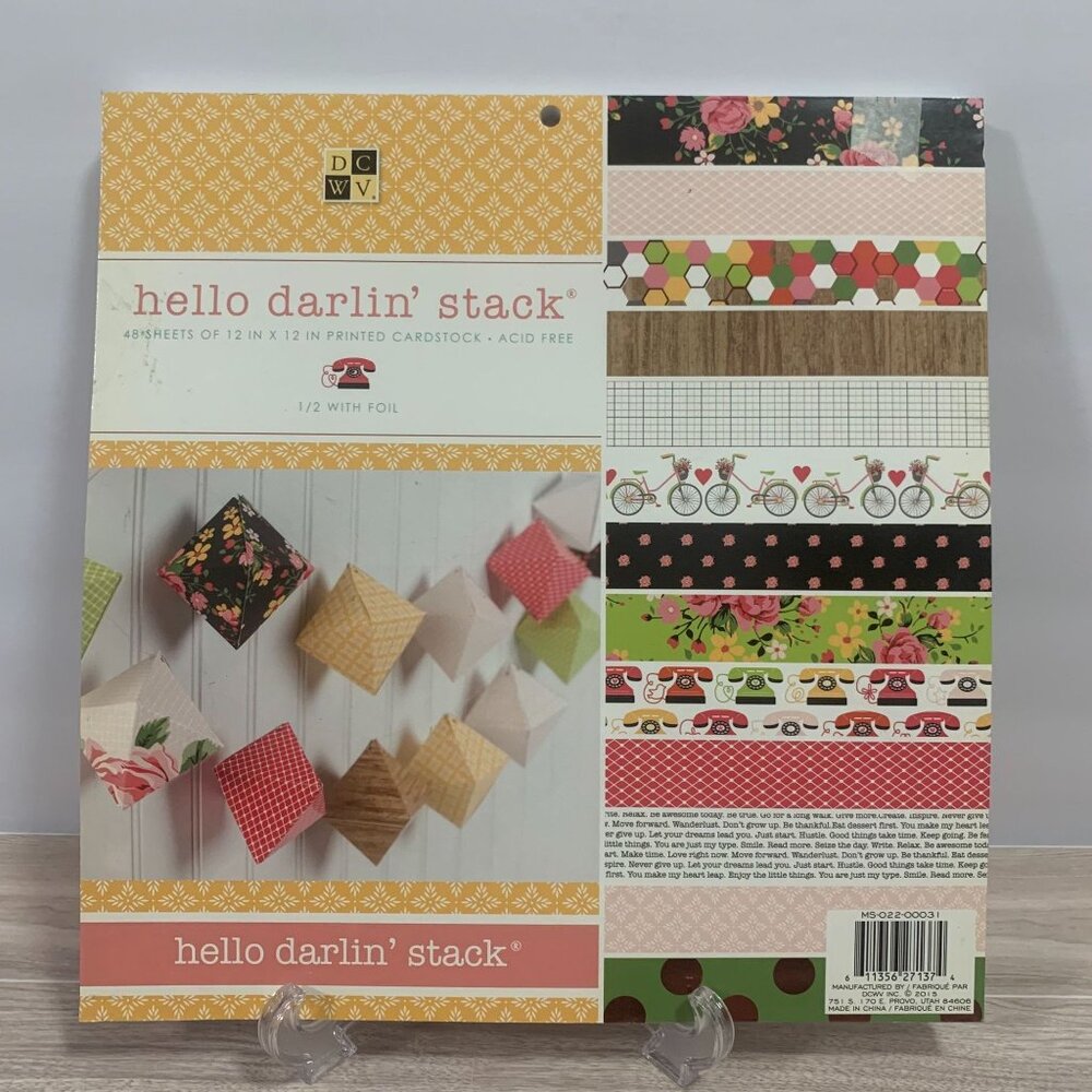 DCWV "Hello Darlin" Stack 12 x 12 Paper Pad Papercrafts Crafts #14
